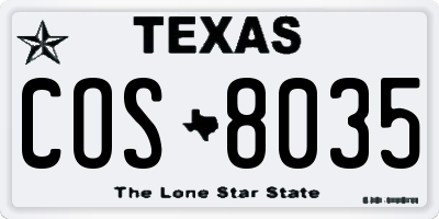 TX license plate COS8035