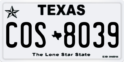 TX license plate COS8039