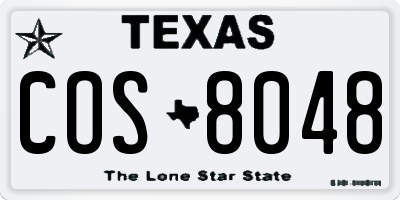 TX license plate COS8048
