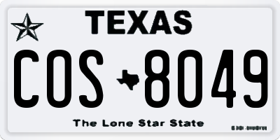 TX license plate COS8049
