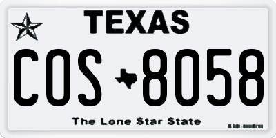 TX license plate COS8058
