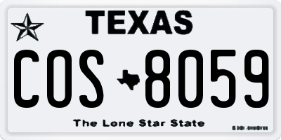TX license plate COS8059