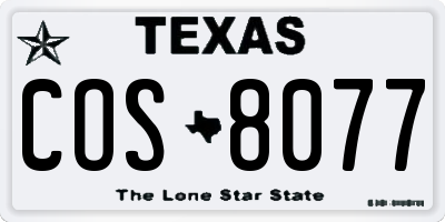 TX license plate COS8077