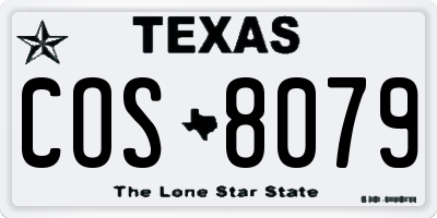 TX license plate COS8079