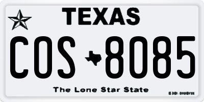 TX license plate COS8085