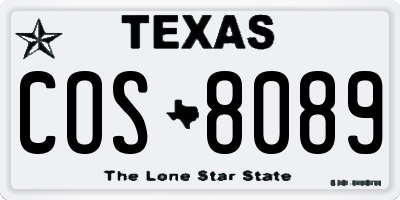 TX license plate COS8089