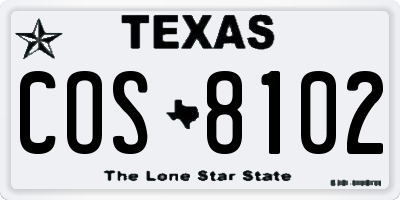TX license plate COS8102