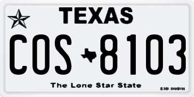 TX license plate COS8103