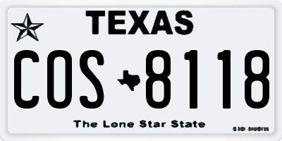 TX license plate COS8118