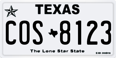 TX license plate COS8123