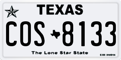TX license plate COS8133