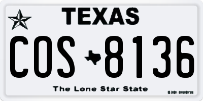 TX license plate COS8136
