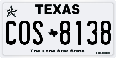 TX license plate COS8138