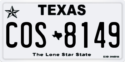 TX license plate COS8149
