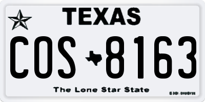 TX license plate COS8163