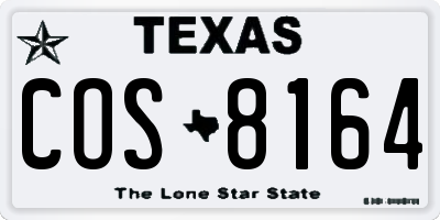 TX license plate COS8164