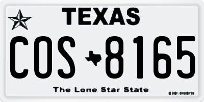 TX license plate COS8165