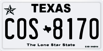 TX license plate COS8170