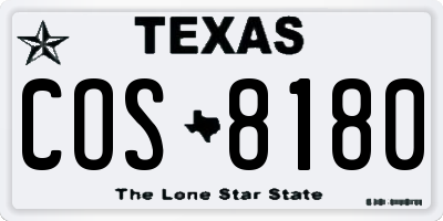 TX license plate COS8180