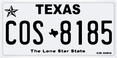 TX license plate COS8185
