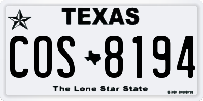 TX license plate COS8194