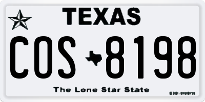 TX license plate COS8198