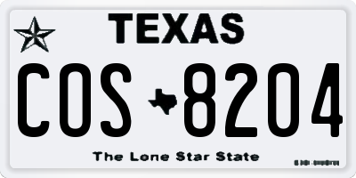 TX license plate COS8204