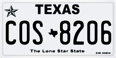 TX license plate COS8206