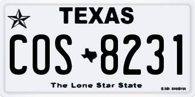 TX license plate COS8231