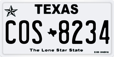 TX license plate COS8234