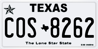 TX license plate COS8262