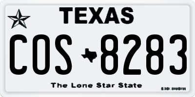 TX license plate COS8283