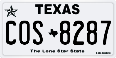 TX license plate COS8287