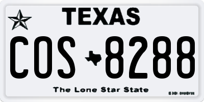 TX license plate COS8288