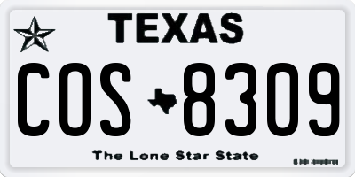 TX license plate COS8309
