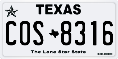 TX license plate COS8316