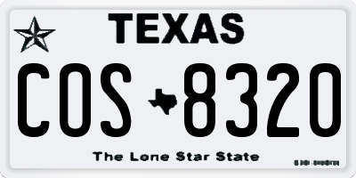 TX license plate COS8320