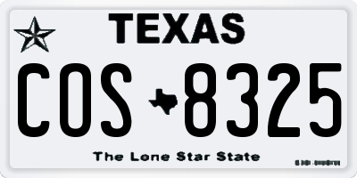 TX license plate COS8325