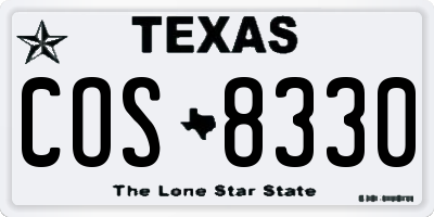 TX license plate COS8330