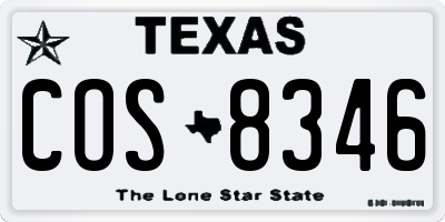 TX license plate COS8346