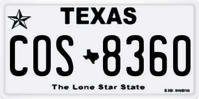 TX license plate COS8360