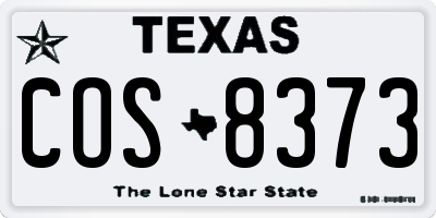 TX license plate COS8373