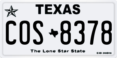 TX license plate COS8378
