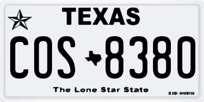 TX license plate COS8380