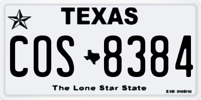 TX license plate COS8384
