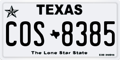 TX license plate COS8385