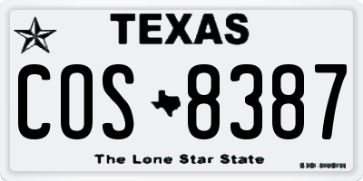 TX license plate COS8387