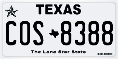 TX license plate COS8388