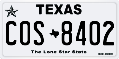 TX license plate COS8402