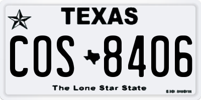 TX license plate COS8406